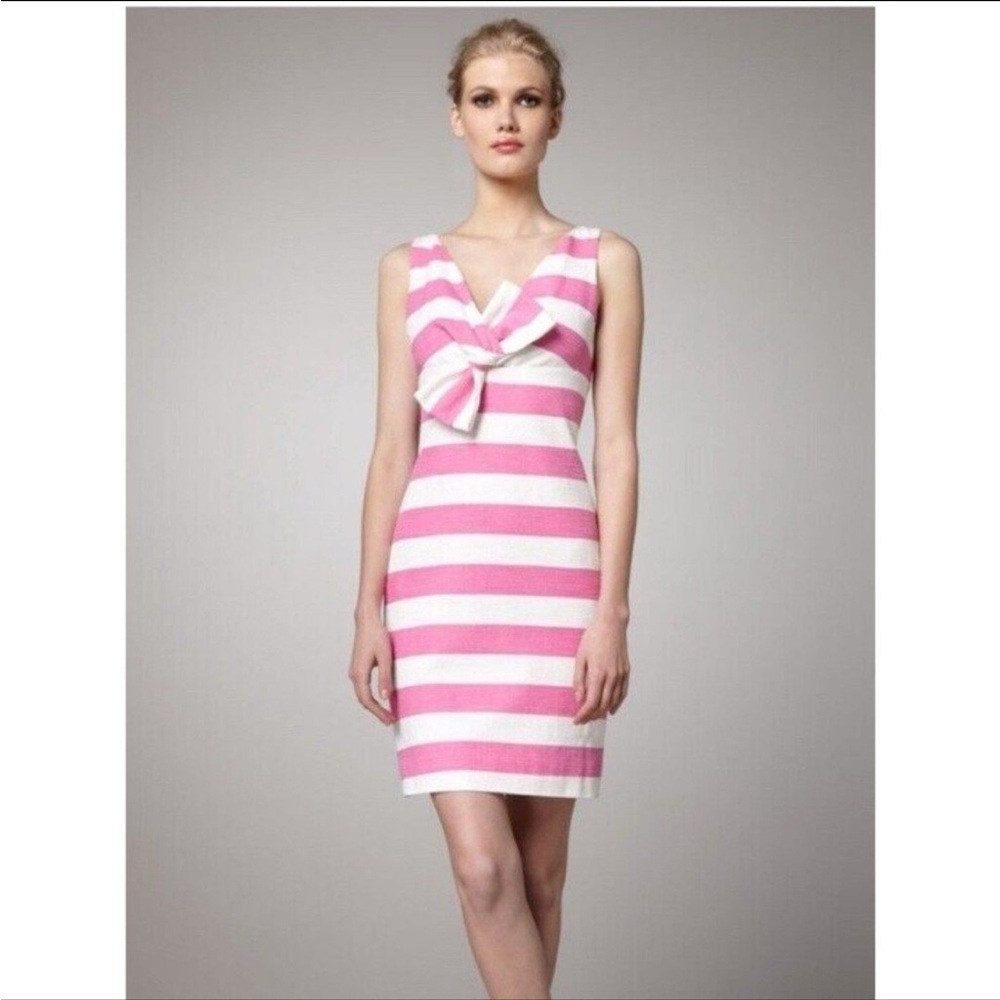 Kate Spade Pink and White Tie Front Sheath Dress sz 4